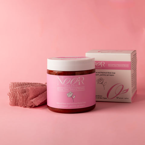 صابونية الورد والباتشولي وحليب جوز الهند الطبيعية للجسم
